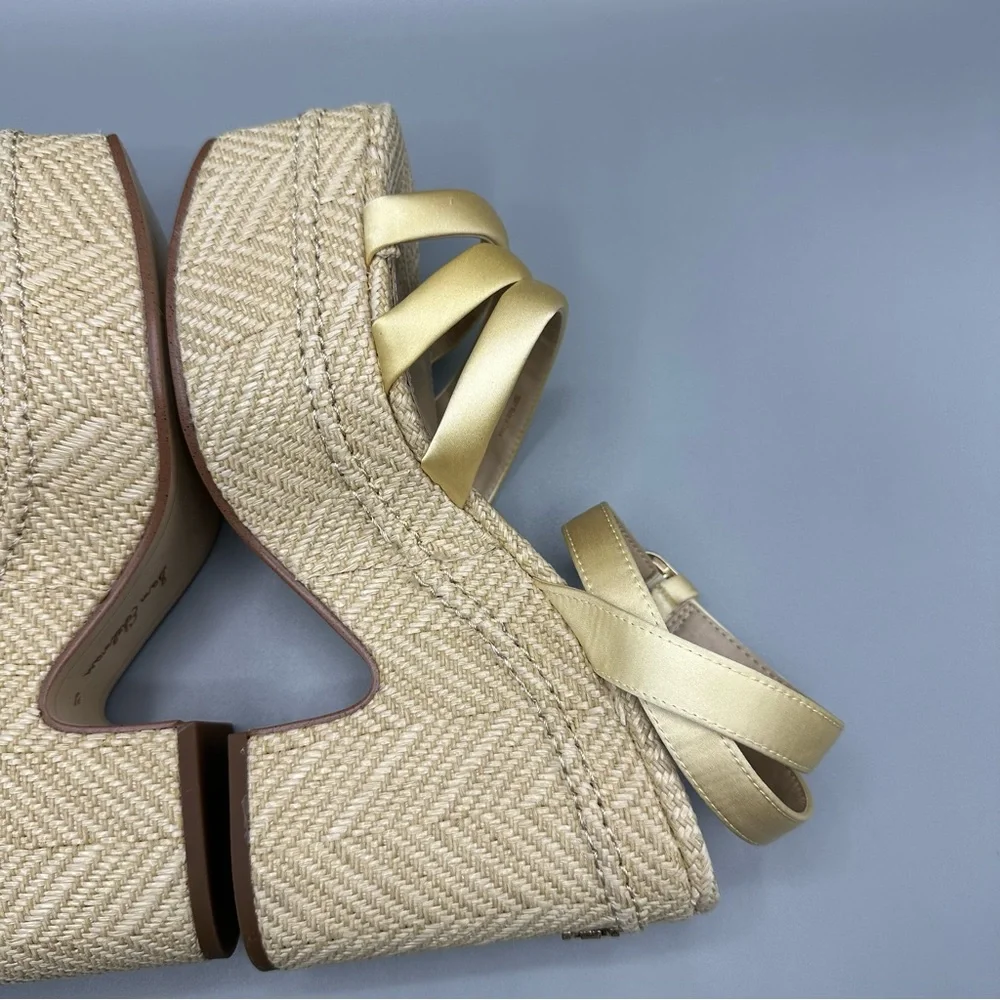 Sam Edelman Tibby Washed Lemon Plarform Wedge Sandal Women’s Size 8.5